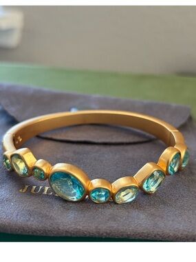 NWOT Julie Vos Gold-Tone Bracelet with Aqua Blue Crystal Accents